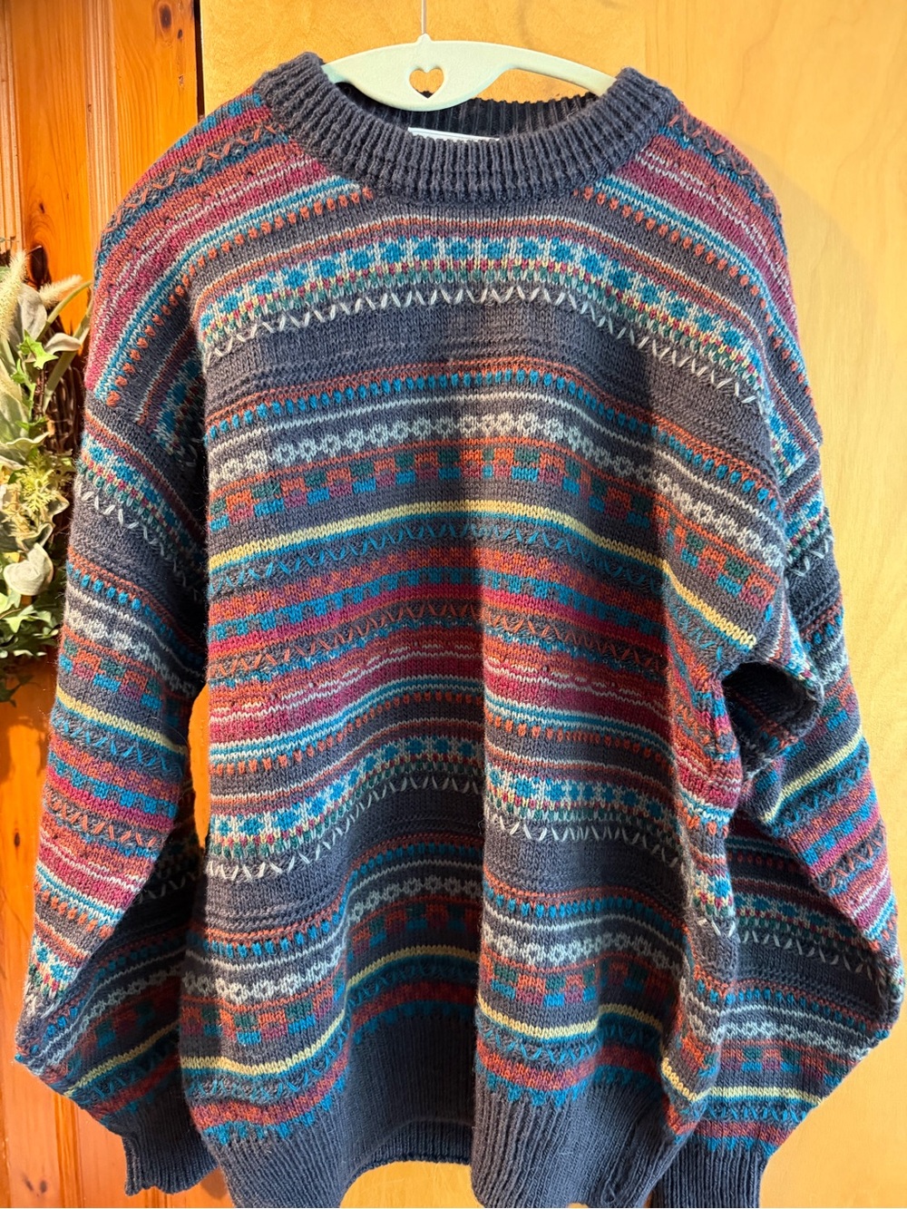 Vintage Multi-Color Patterned Crewneck Sweater